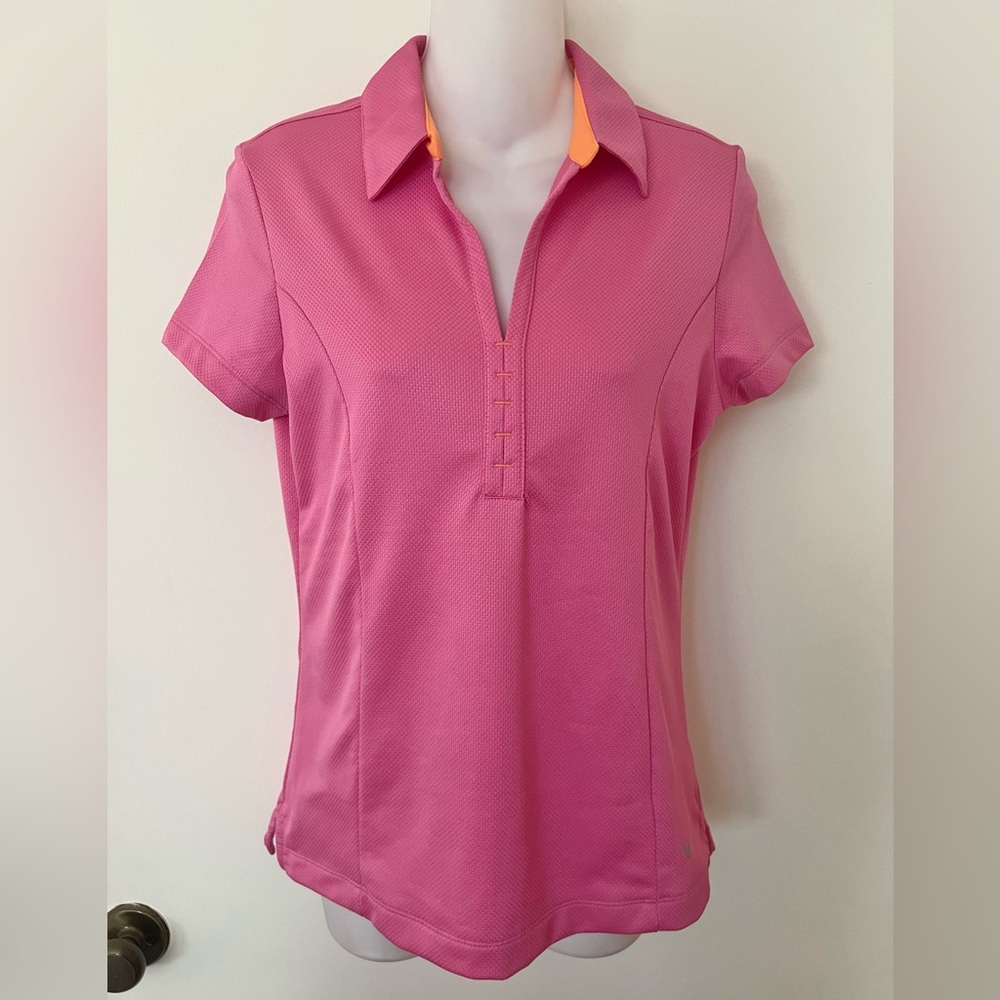 Callaway Golf Shirt in Medium. Hot pink with orange detail. Gently worn.